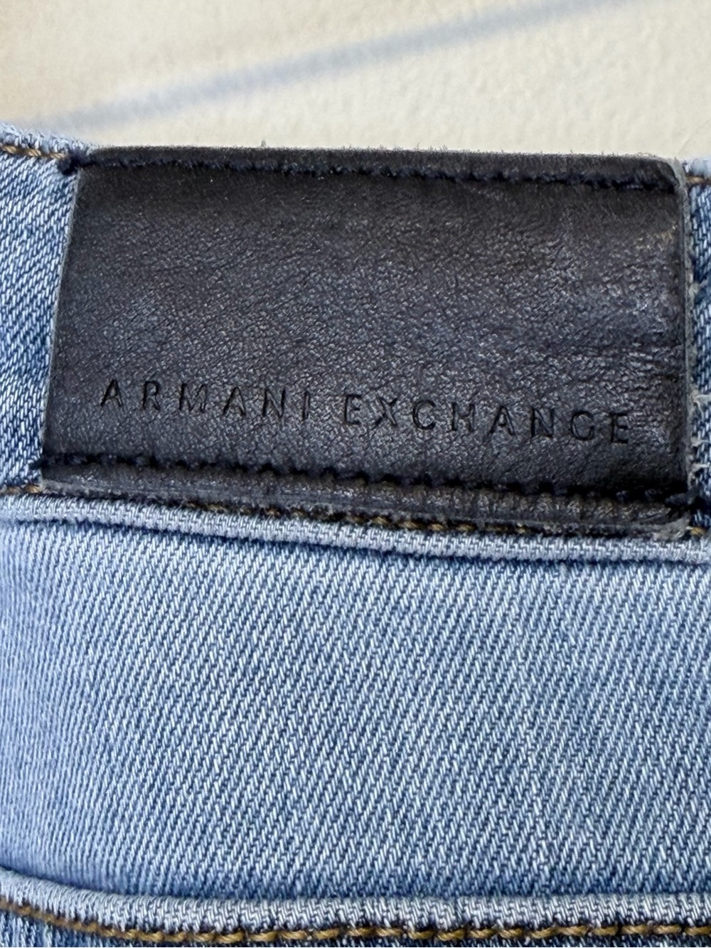 Armani Exchange | Mid-Rise Light Wash Factory Faded Denim Designer Skinny Jeans - Picture 12 of 16